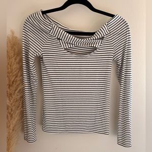 Lucky Brand M Black & White Long Sleeve Striped Shirt with Peekaboo Back